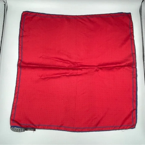 Barney’s New York Silk Pocket Square Red Handkerchief Polka Dots Vintage - Picture 4 of 6